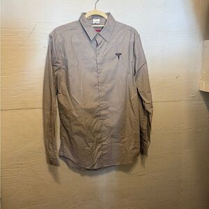 Tesla gray button down shirt